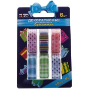 Скотч декор. 15мм*5м UNIBOB бумажный, разноцветный 6цв ассорти