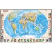 _Карта Мира полит. 1:40 000 000 (с флагами гос-в) (постер,ламинир.,с рейками,в тубусе) (90*58) (Ди Эм Би) [710]