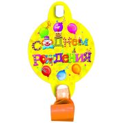 Набор язычков-гудков с карточкой «С Днем Рождения» 6 шт.