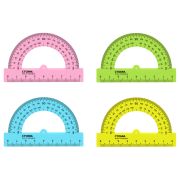 Транспортир 80мм (Стамм) (180*) прозр., цв.флюор.(ТР01)