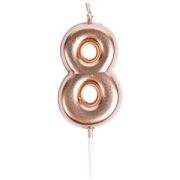 ПРАЗД.Свеча д/торта.ЕТ.Цифра «8». 4.5см.розовое золото.к/бл.