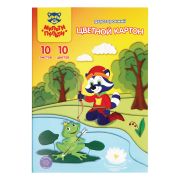 Картон цветной двусторонний A4, Мульти-Пульти, 10л., 10цв., мелованный, в папке