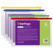 Папка-конверт на молнии Berlingo, В6, 110мкм, прозрачная, ассорти