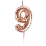ПРАЗД.Свеча д/торта.ЕТ.Цифра «9». 4.5см.розовое золото.к/бл.