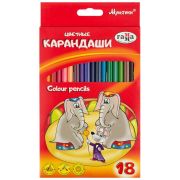 Карандаши цветные Гамма «Мультики», 18цв., трехгранные, заточен., картон, европодвес