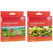 Мелки восковые 24цв.ГАММА.кругл.корп.«Мультики».к/бл.