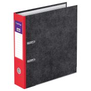 Папка-регистратор Berlingo «Hyper», 80мм, мрамор, с карм. на корешке, нижний метал. кант, красная