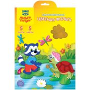 Фольга цветная самоклеящаяся, А4, Мульти-Пульти «Приключения Енота», 5л., 5цв., в папке