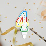 Свеча для торта с держателем MESHU «Цифра 4», 8,5см, блистер