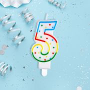 Свеча для торта с держателем MESHU «Цифра 5», 8,5см, блистер