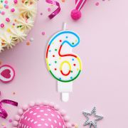 Свеча для торта с держателем MESHU «Цифра 6», 8,5см, блистер