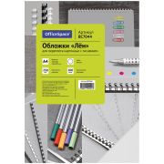 Обложка А4 OfficeSpace «Лен» 250г/кв.м, белый картон, 100л.