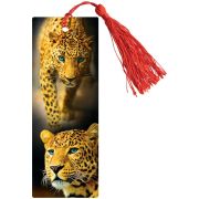 Закладка для книг 3D с линейкой, 150*55мм, ArtSpace «Леопард», декоративный шнурок