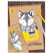 Скетчбук 40л. А5 на гребне ArtSpace «Craft style», 80г/м2, крафт