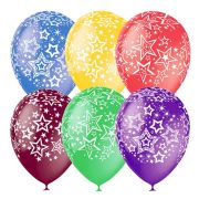 Воздушные шары,  25шт., M12/30см, ПатиБум «Звезды», шелк+декор