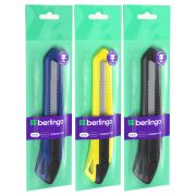 Нож канцелярский 18мм Berlingo «Razzor 100», push-lock, ассорти, европодвес