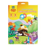 Картон цветной A4, Мульти-Пульти, 8л., 8цв., перламутровый, мелованный, в папке с европодвесом, 