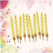 Свечи для торта с держателями MESHU «Мини», золотые, 5,8см, 10шт., блистер
