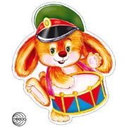 ~(СфО) ФМ-10337 Мини-Плакат вырубной Заяц-барабанщик (блестки в лаке)