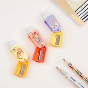 Точилка пластиковая с ластиком MESHU «Spring breath» 1 отверстие, ассорти