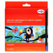 Карандаши цветные Гамма «Мультики», 24цв., черное дерево,заточен., картон. упак., европодвес