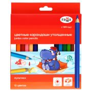 Карандаши цветные Гамма «Мультики», 12цв., утолщенные, заточен., картон, европодвес
