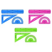 Набор чертежный средний Berlingo «Flexy» (треуг. 14см, линейка 20см, транспортир) гибкий, ассорти, е