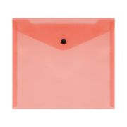 Папка-конверт на кнопке СТАММ А5+, 150мкм, пластик, прозрачная, красная