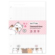 Сменный блок 80л., А5, MESHU «Kittens», пленка т/у, в клетку