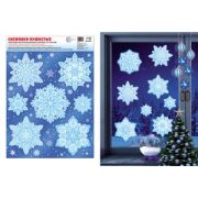 **НГ Наклейки(Сфера) д/окон Снежинки пушистые [многораз.,серебр.металлизация] (НМТ-15336)