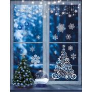 **НГ Наклейки(Сфера)_А3 д/окон(европодвес) Елочка ажурная (многоразовые,двухсторонние) (Н-15354)