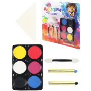 *Аквагрим(Grimma) Краски 6цв [краски;2карандаша;апликатор;спонж] (КС-3595)