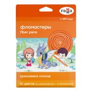 Фломастеры Гамма «Оранжевое солнце», 12цв.(6 обычных + 6 пастельных цветов), 12шт., смываемые, карто