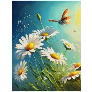 *Набор д/творч(РыжийКот) АлмазнаяМозаика[30*40см] Цвет ромашки (холст на подрамнике;стразы;контейнер