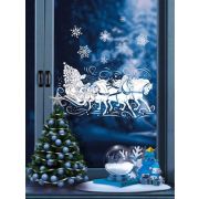 **НГ Наклейки(Сфера)_А3 д/окон(европодвес) Новогодняя тройка с Дедом Морозом (многоразовые,двухсторонние) (Н-15352)