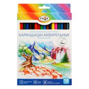Карандаши акварельные Гамма «Классические», 18цв., шестигранные, заточен., с кистью, картон. упак.,