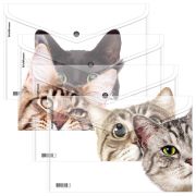 КОНВЕРТ ПЛАСТ. НА КНОПКЕ, A4, ERICHKRAUSE HIDING CATS, 0,16 ММ, АССОРТИ /12/240/