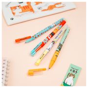 Ручка гелевая стираемая MESHU «Juicy cats» синяя, 0,5мм, корпус ассорти, софт-тач