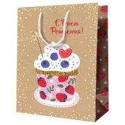 Пакет подарочный 26*32*12см MESHU «Большой торт», крафт