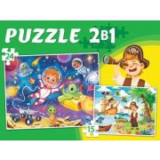 *Puz МАКСИ 2 в 1. ПИРАТЫ И КОСМОС №1 (15 и 24 эл.) (Арт. ПМ15-24-8103)