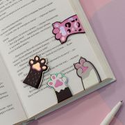 Закладки магнитные для книг, 4шт., MESHU «Paws», соф-тач, голографическая фольга