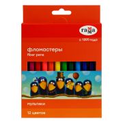 Фломастеры Гамма «Мультики», 12цв., смываемые, картон. упак., европодвес