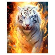 *Набор д/творч(РыжийКот) АлмазнаяМозаика[40*50см] Белый тигр в огне [част.заполнение] (холст на подр