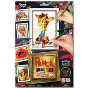 *Набор д/творч(DankoToys) PencilByNumber «Жирафик» (5 картинок,карандаши) (PBN-01-09) 3+