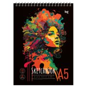 Скетчбук 20л., А5 BG «Stylish girl», на гребне, черный блок, 120г/м2