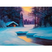 *АлмазнаяМозаика(РыжийКот)30х40(подр.,полн.блест) Зимний лес (Арт. НД-7634)(30цв)