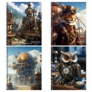 Тетрадь 80л., А5, клетка на гребне BG «Стимпанк», глянцевая ламинация, твердая обложка