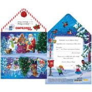 **НГ ~Открытка(Миленд) Письмо Деду Морозу Дед Мороз и Снеговик со зверятами (текст,уф-лак) (ПД-6039)