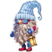 **НГ ~ПлакатВырубной[А4](СфО) Гномик с фонарем [двустор.] (ФМ1-16573)