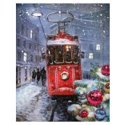**НГ Набор д/творч(РыжийКот) ХолстПоНомерам[40*30см] Новогодний трамвай (холст на подрамнике,краски,